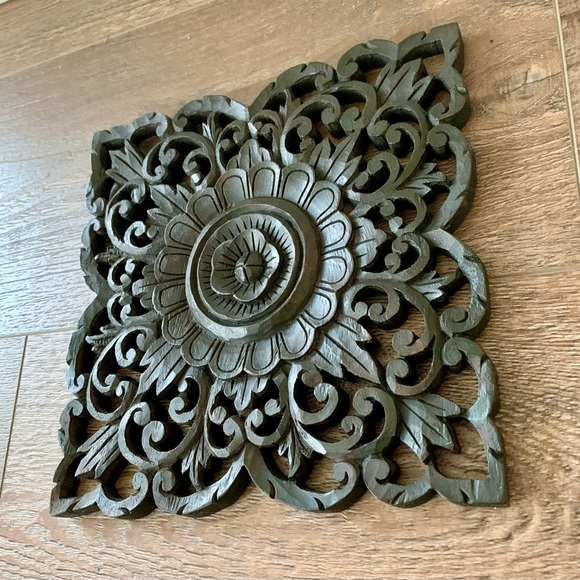 Handcrafted Filigree Wooden Teak Plaque 9/9” - Picture 7 of 10